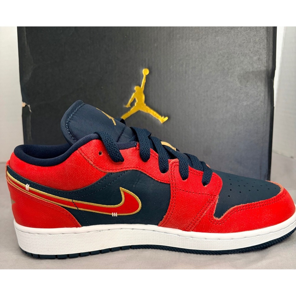 Air Jordon 1 Low GS Armory Blue/Sport Red 7 1/2 Women, 6.5 Youth NIB FQ7380-400